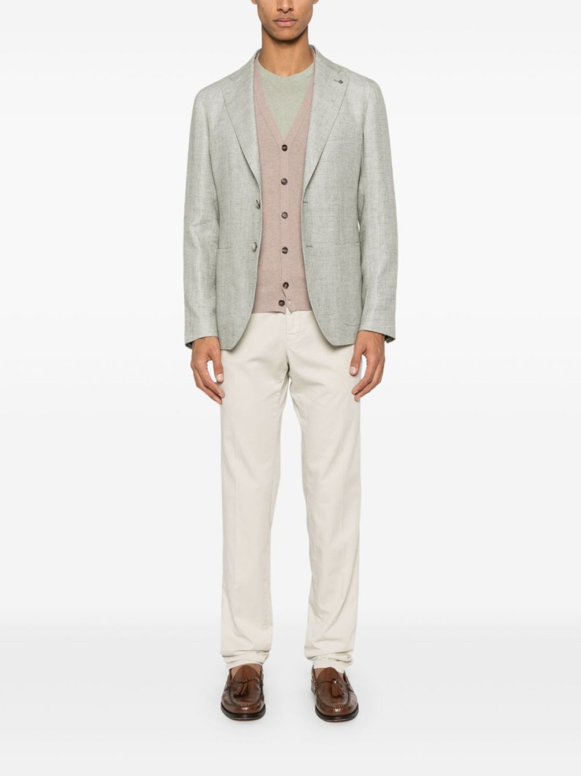 TAGLIATORE TAGLIATORE LIGHT GREEN TEXTURED SUIT JACKET