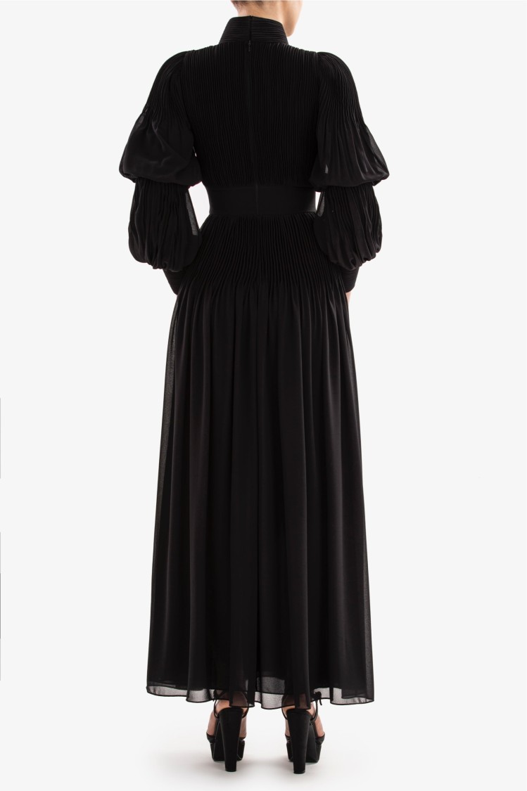 Saiid Kobeisy Pleated Midi Dress In Black
