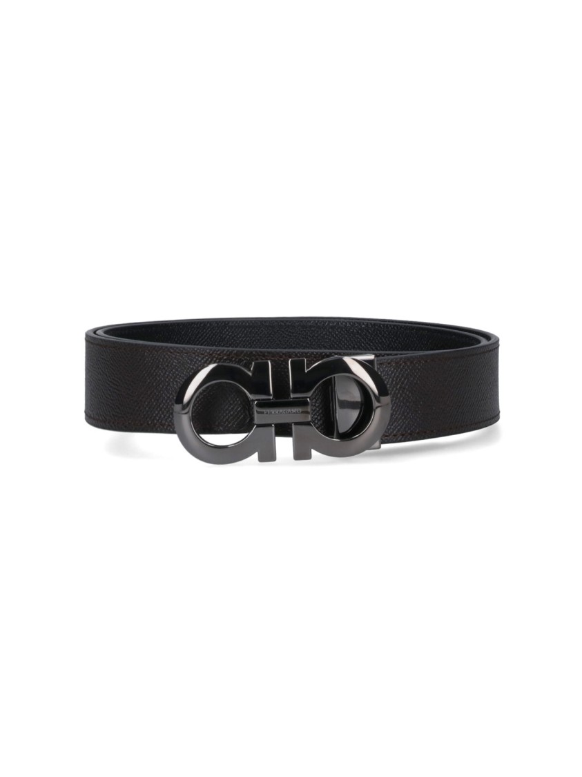 Ferragamo Hammered Leather Reversible Belt