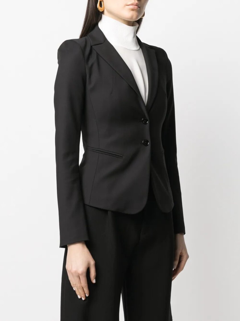 Patrizia Pepe Single-breasted Tailored Jacket With Bow Detail In Black