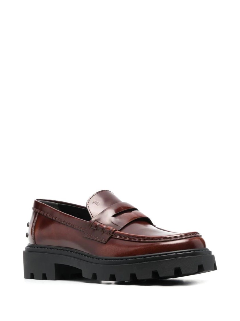 Tod's Gomma Pesante Loafers In Brown