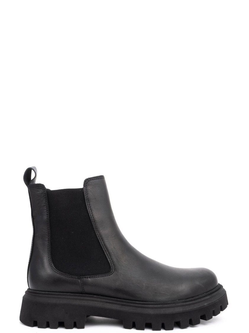 Sergio Moretti Black Ankle Boots With Elastic Side Panels In Black