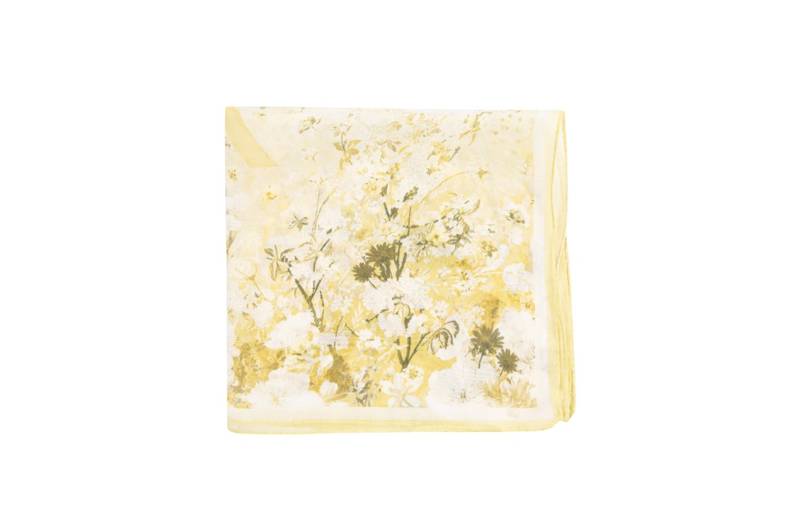 Saiid Kobeisy Tropical Flower Print Chiffon Silk Scarf In Yellow