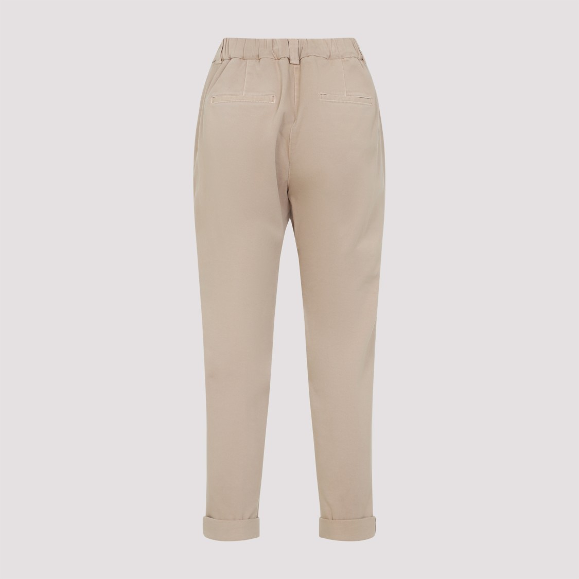 Peserico Beige Stretch Cotton Pants With Turn-up Hems In Gray