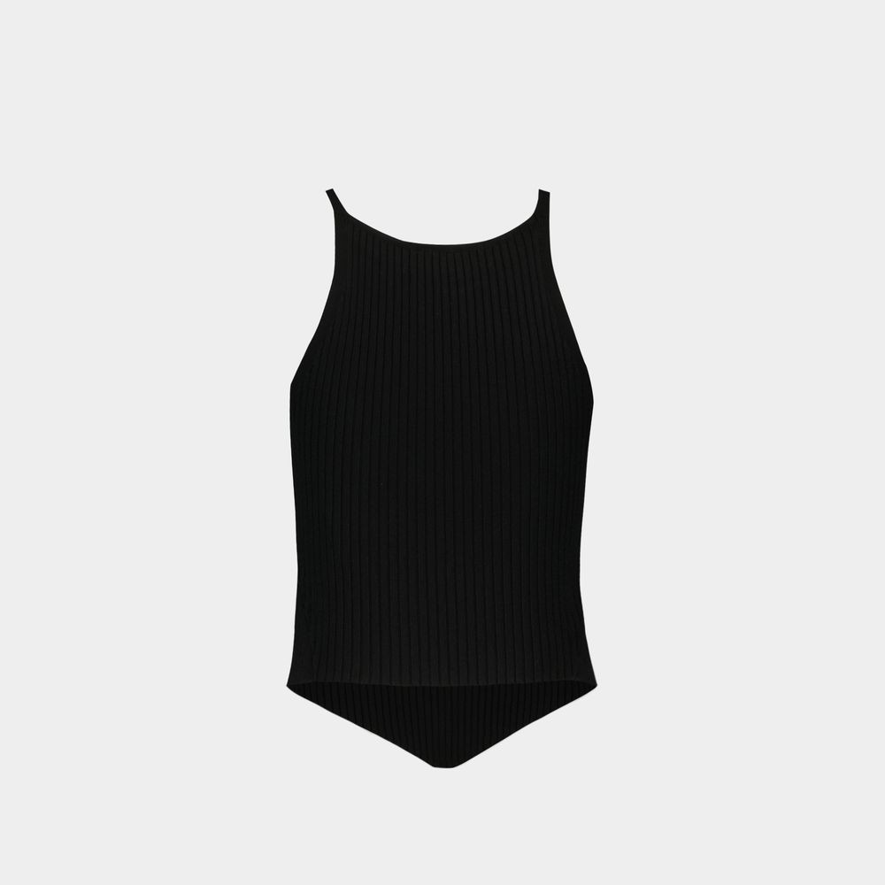 Shop Courrèges Signature Top - Cotton - Black
