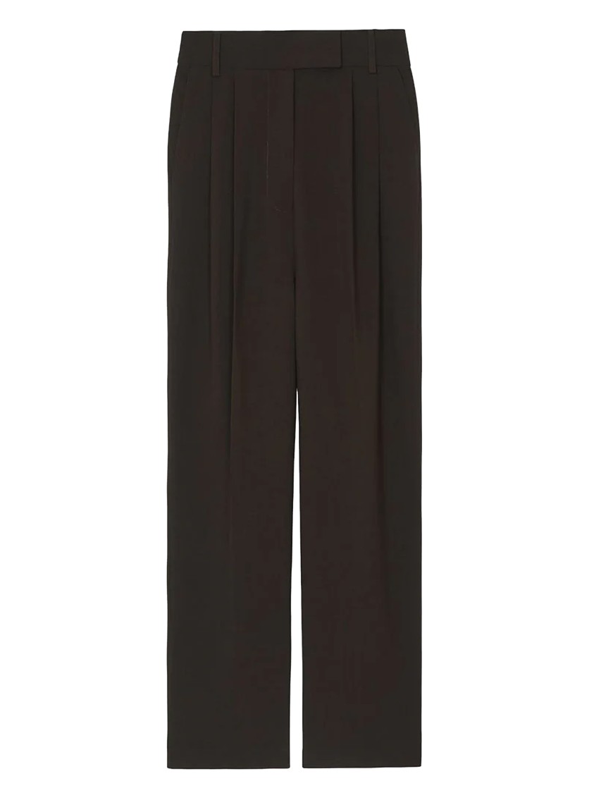 THE FRANKIE SHOP THE FRANKIE SHOP BROWN TAILORED SUIT PANTS WITH PLEAT DETAIL