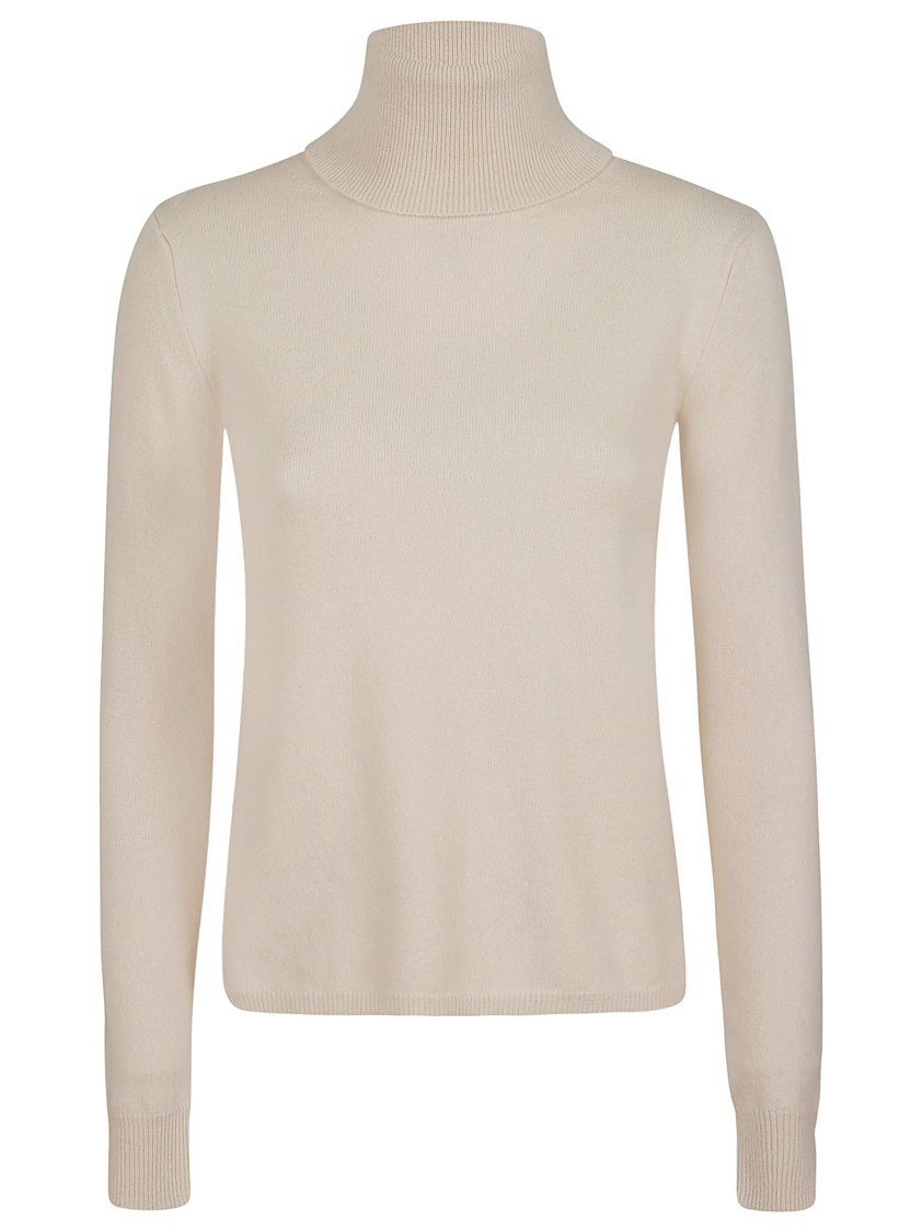 Max Mara High Neck Wool Sweater With Long Sleeves In Gray