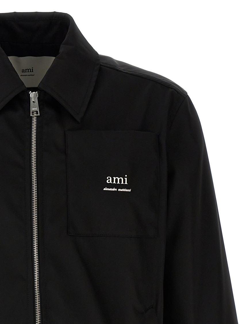 Ami Alexandre Mattiussi Ami Sleek Black Jacket With Versatile Two-way Zip