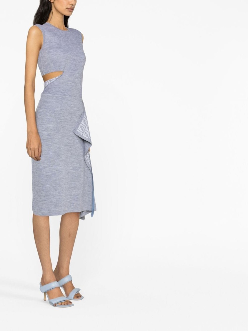 Fendi Sleeveless Wool Top With Unique Cut-out Detail In Gray
