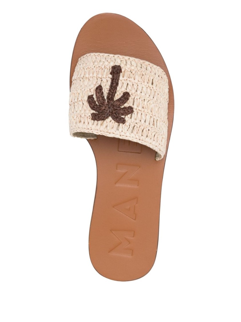Manebi Woven Strap Sandals With Textured Finish In Neutral