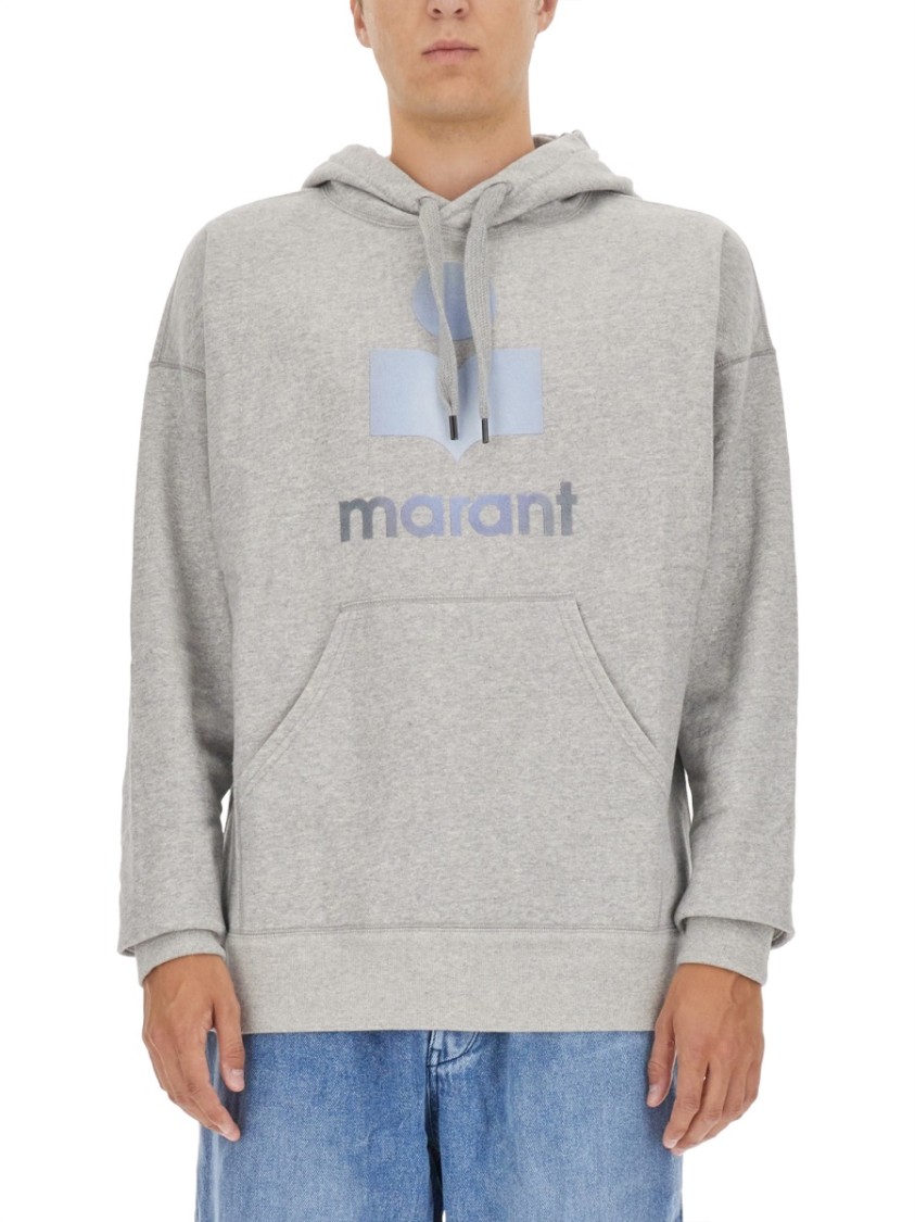 Isabel Marant Marant Relaxed-fit Grey Hoodie With Kangaroo Pocket In White