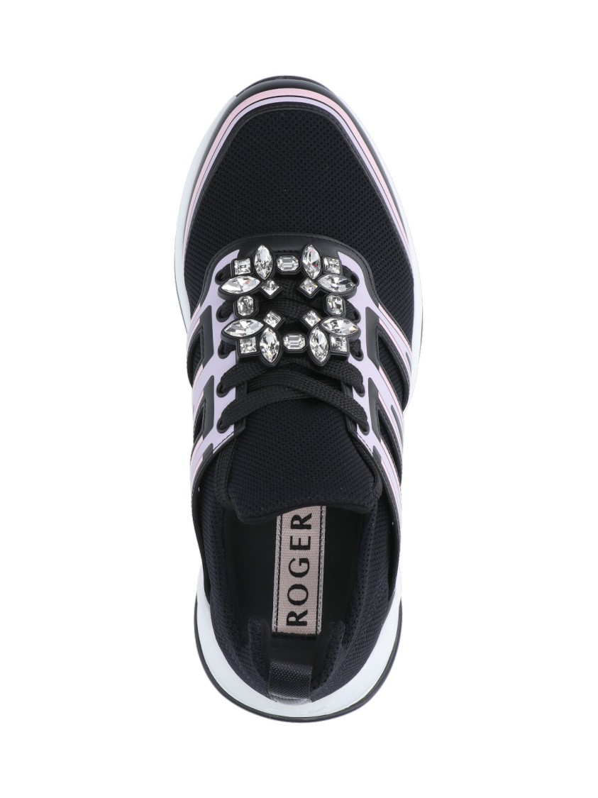 Roger Vivier Viv' Run Sneakers With Crystal Buckle Detail In Black