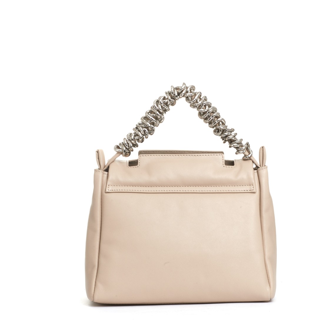 Orciani Padded Leather Shoulder Bag With Chain Handle In Neutrals