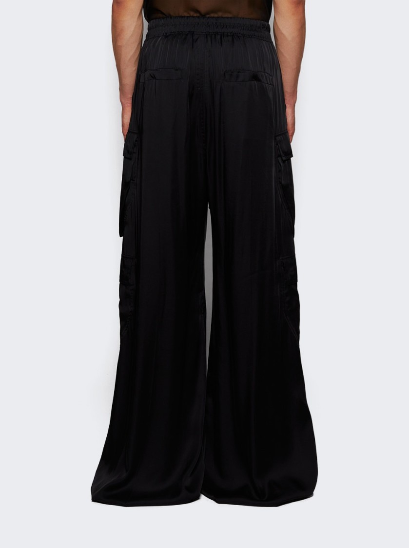 Rick Owens Mens Cargobelas Flared Wide-leg Relaxed-fit Woven Trousers Black