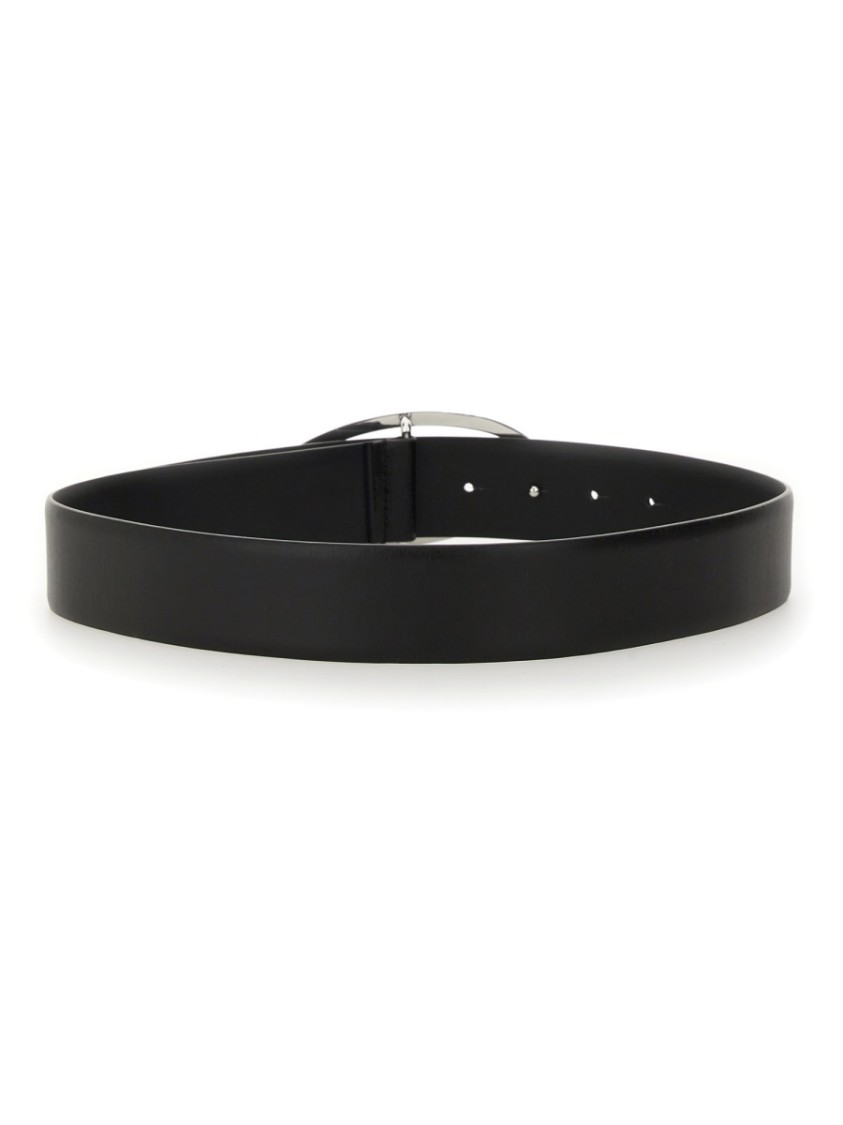 Diesel B-1dr Leather Belt In Black