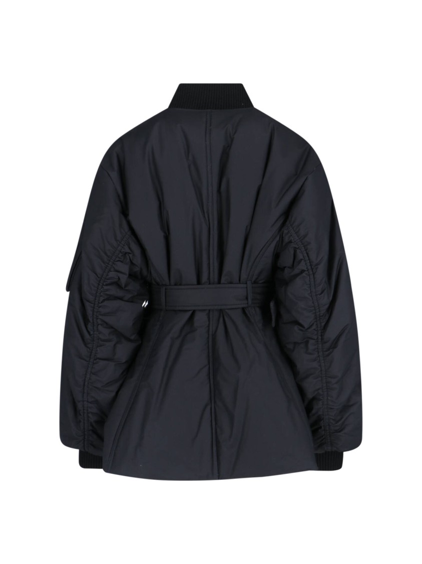 Alaïa Black Cotton Blend Bomber Jacket With Draped Details In Black