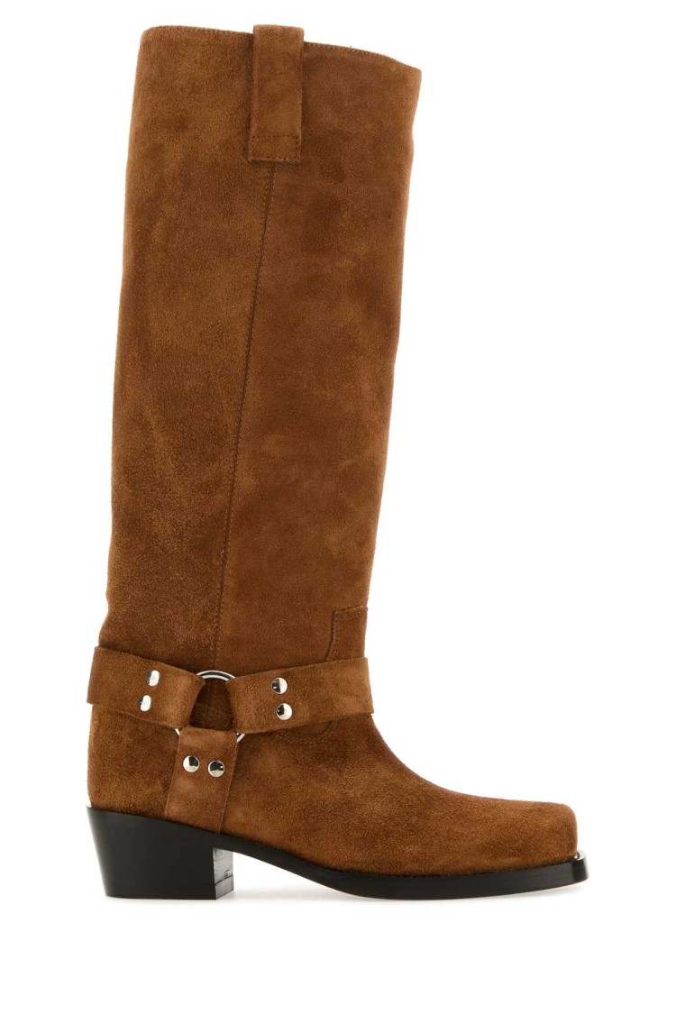 Paris Texas Caramel Suede Roxy Boots In Orange