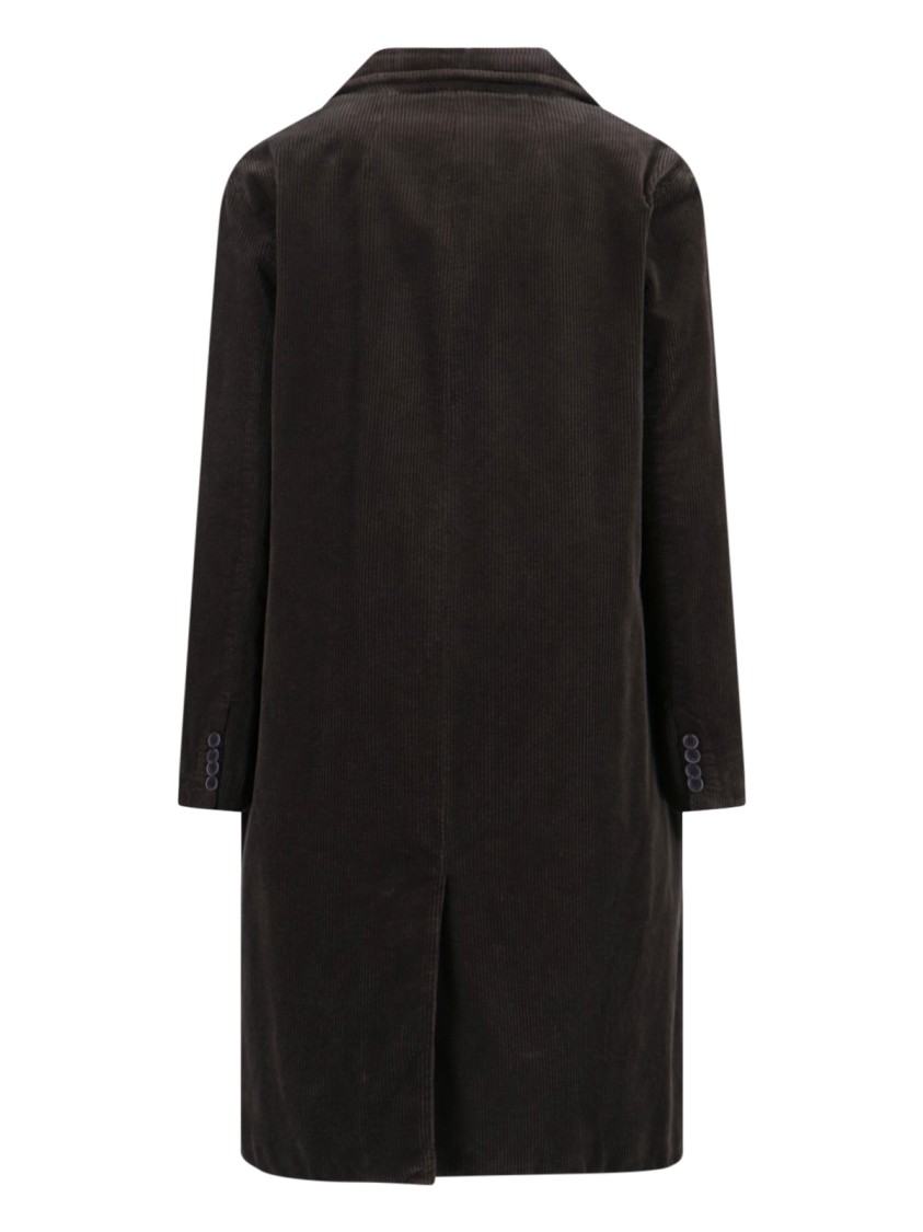 Aspesi Corduroy Flap Pockets Longline Notched Lapels In Brown