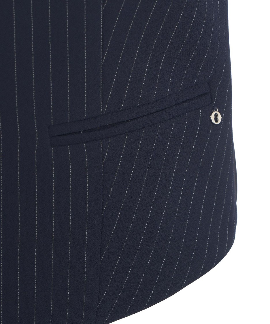 Ottod'ame Blue Pinstripe Vest With V-neckline And Lined Pockets In Blue