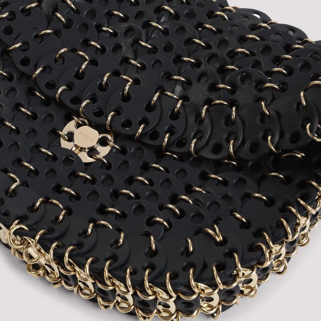 Rabanne Woven Calf Leather Handbag With Chain Strap In Black