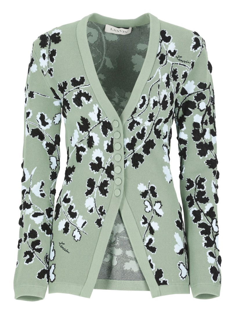 Lanvin Floral Pattern Buttoned Cardigan In Green