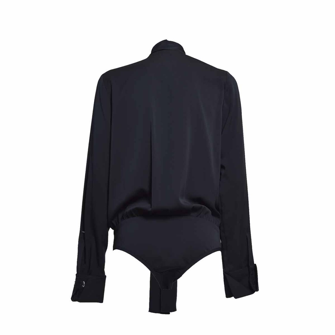 Sportmax Wrap V-neck Bodysuit With Tie Collar In Black