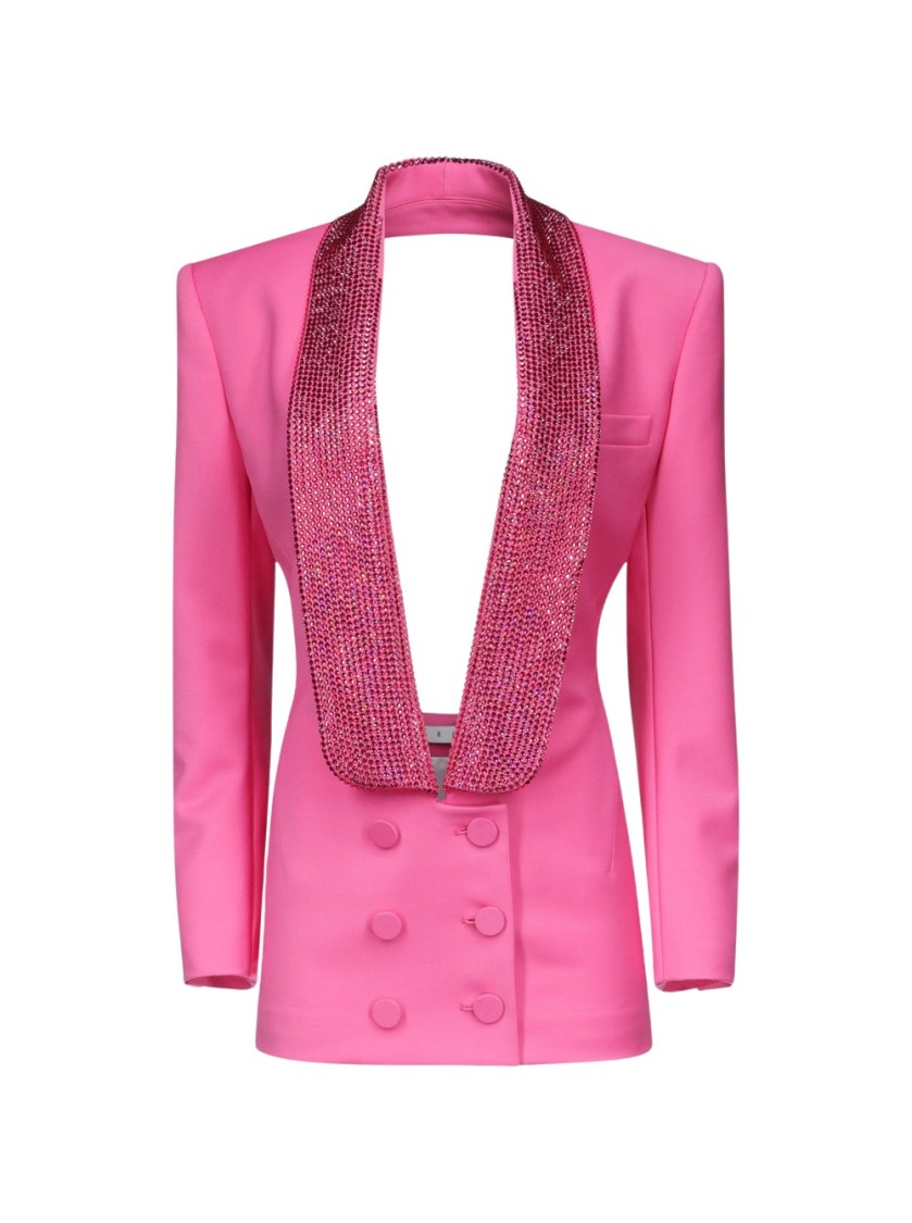 AREA AREA CRYSTAL EMBELLISHED TUXEDO DRESS