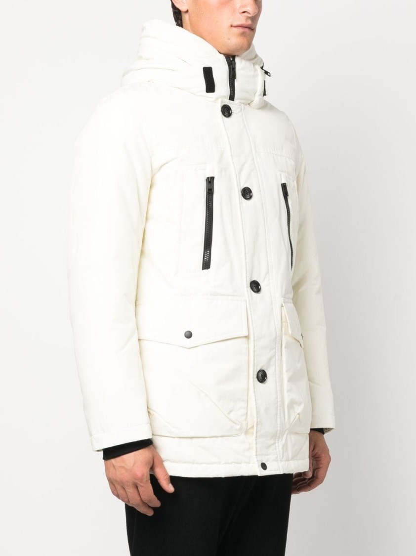 Woolrich Feather Down Hooded Coat In White