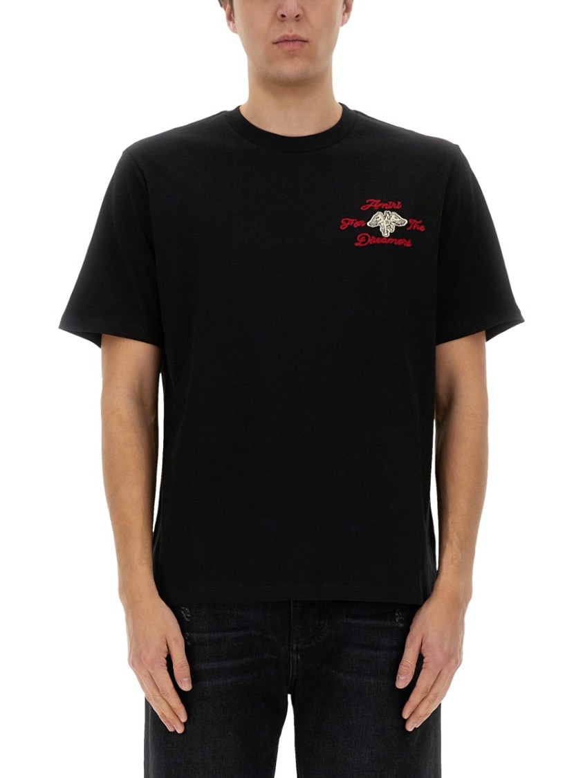 Shop Amiri "dreamers" Black Cotton T-shirt
