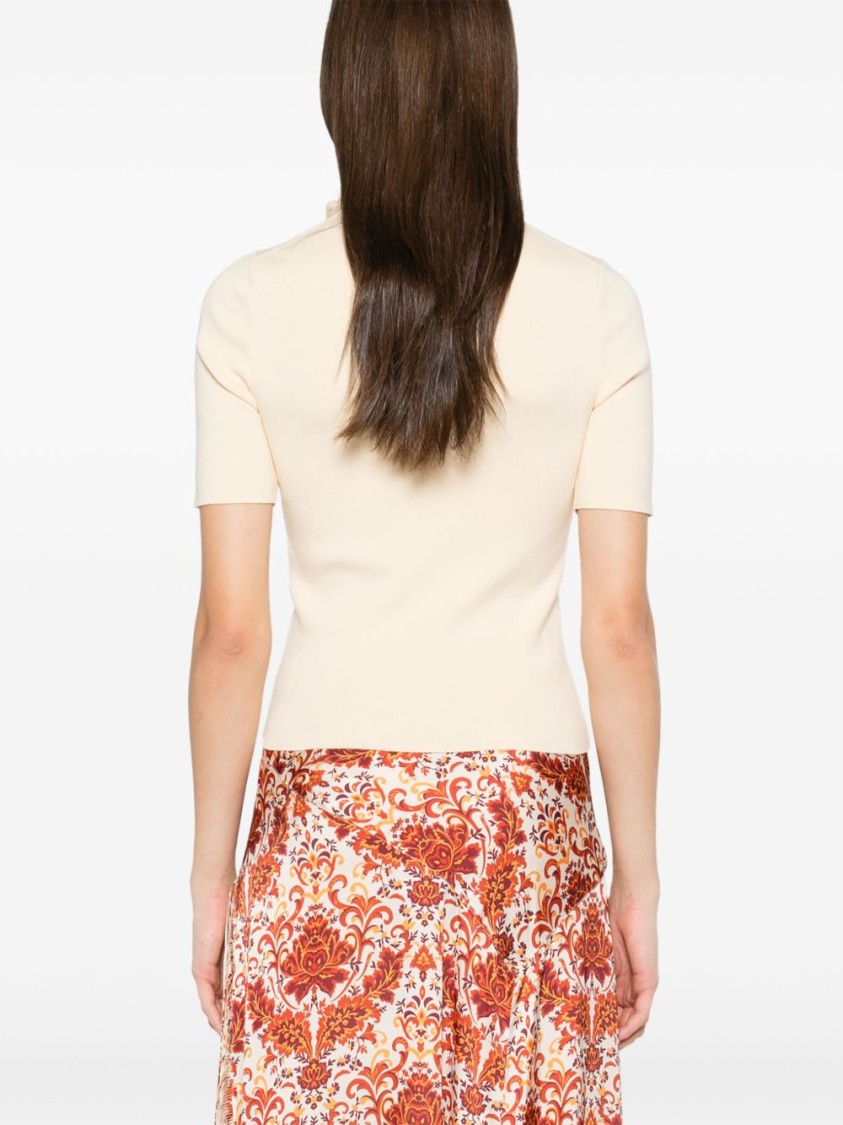 Shop Rabanne Fitted Beige T-shirt With Chain Detail In Neutrals
