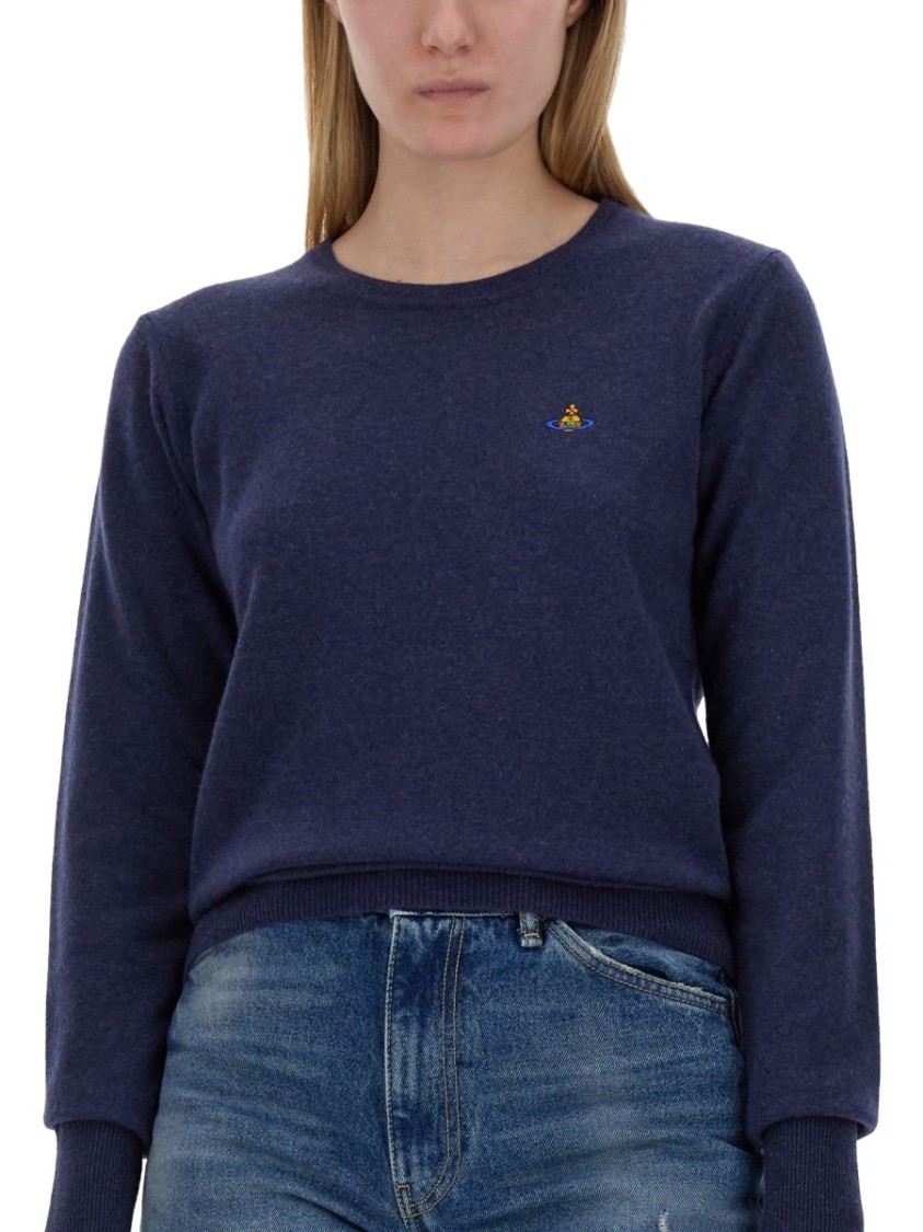 Vivienne Westwood Bea Cardigan With Logo Embroidery In Blue