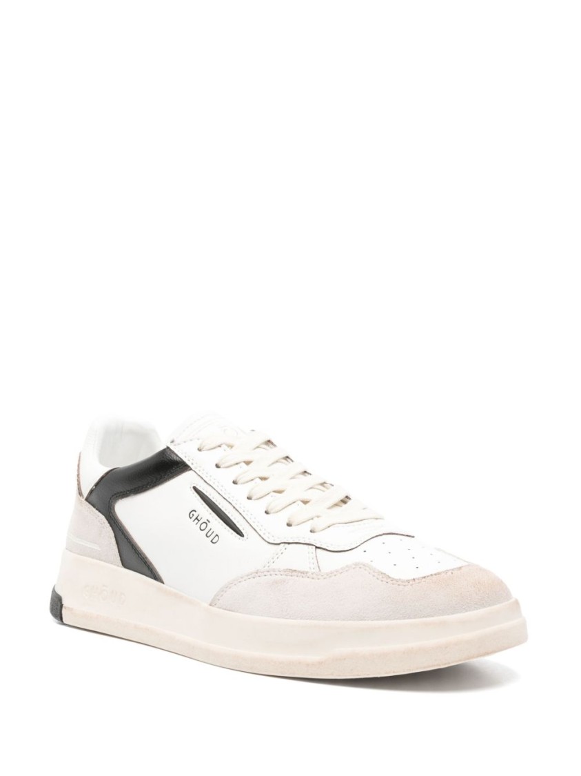Ghoud Black Sneakers With Calfskin And Suede Accents In White