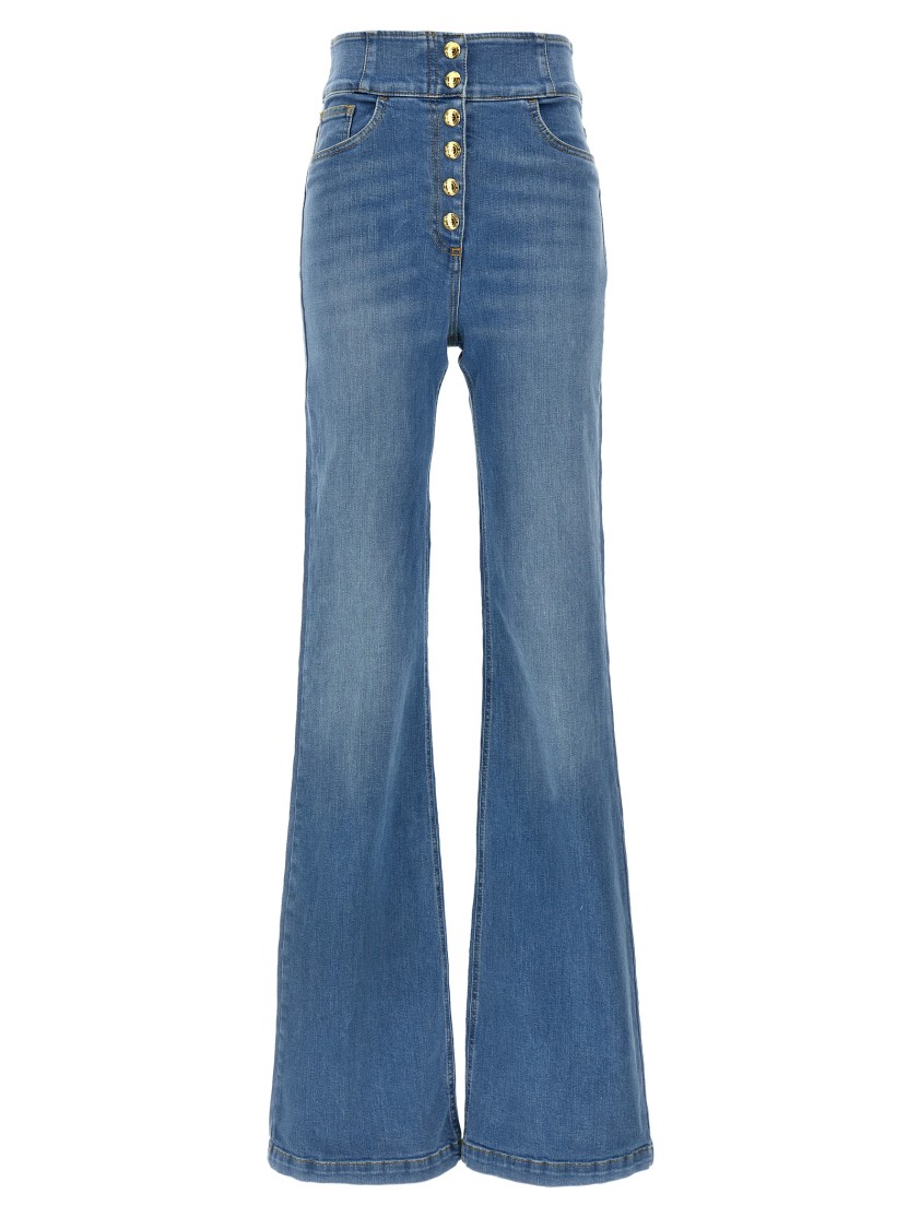 Elisabetta Franchi High-waisted Flared Denim Jeans In Blue