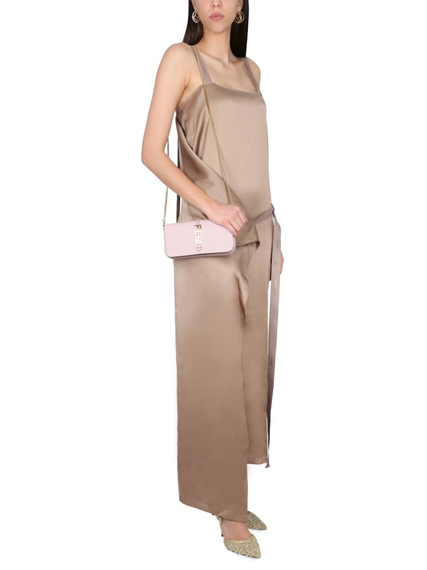 Fendi Square Neck Satin Maxi Dress In Neutrals