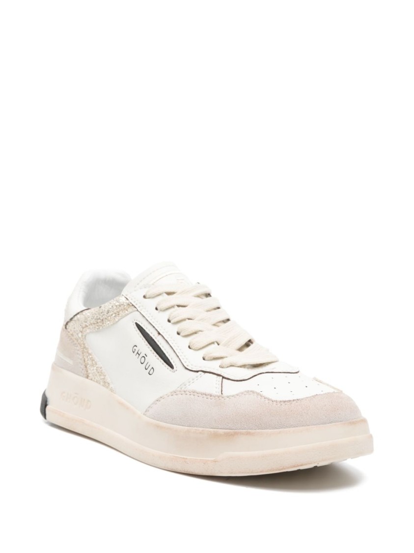 Ghoud White And Beige Sneakers With Textured Accents In White