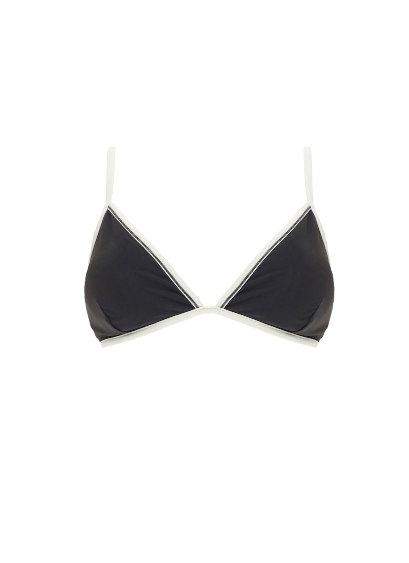 Brunello Cucinelli Brown Techno Jersey Bikini Top In Black