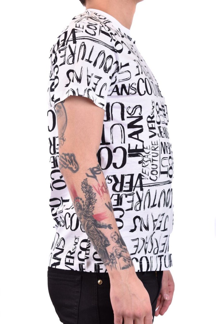 Versace Jeans Couture Baroque-Pattern White T-Shirts | THE LIST