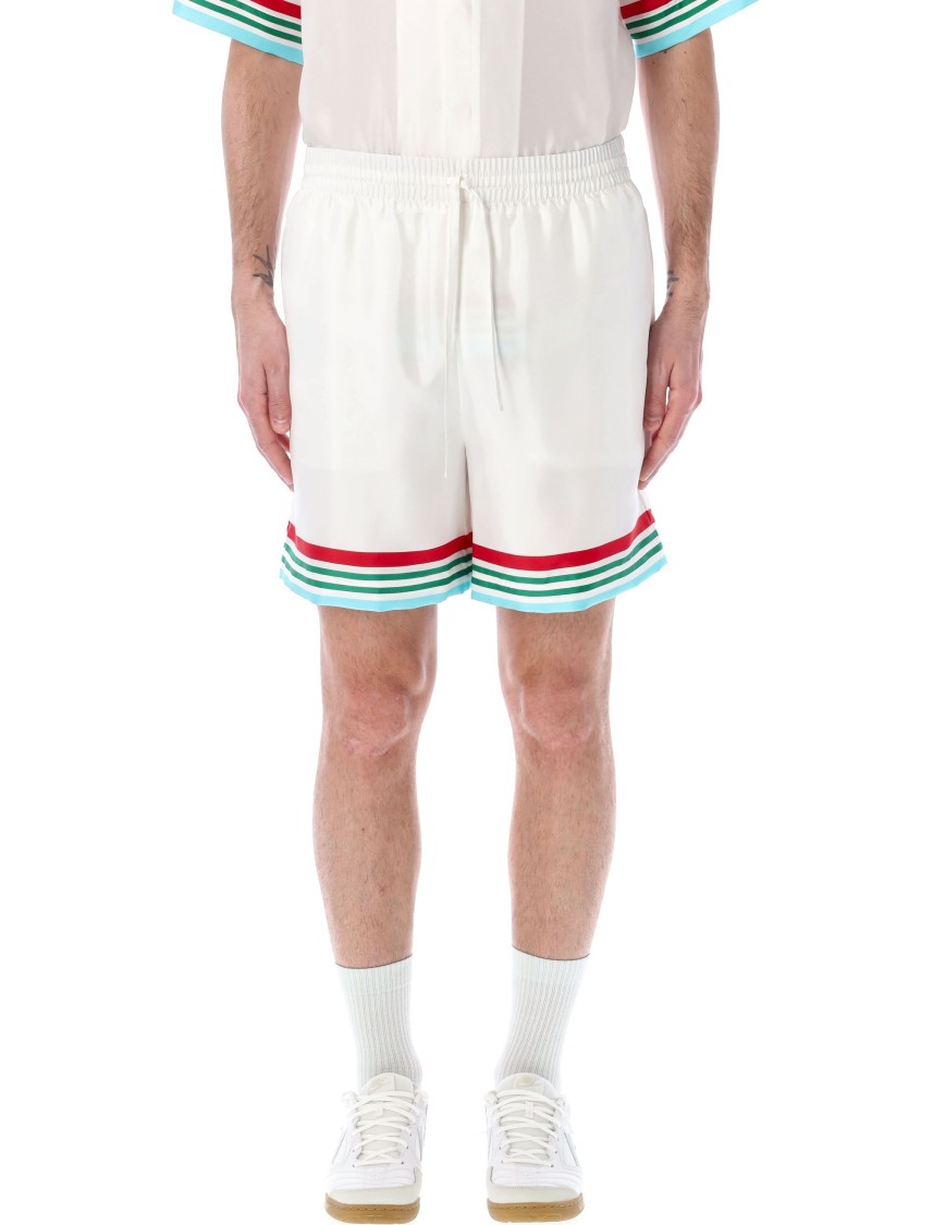 Casablanca Mens Casa Way World Series Relaxed-fit Striped Silk Shorts