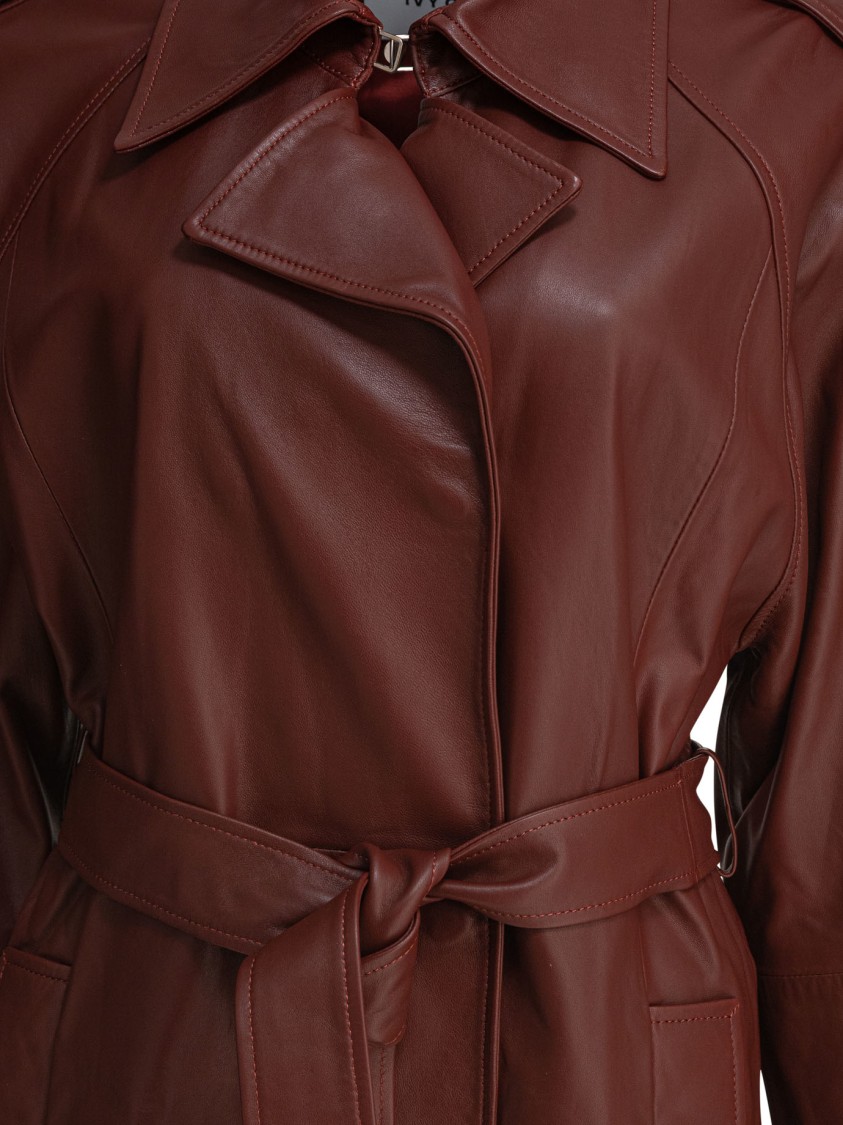 Ivy & Oak Mid-length Brown Leather Coat In Brown