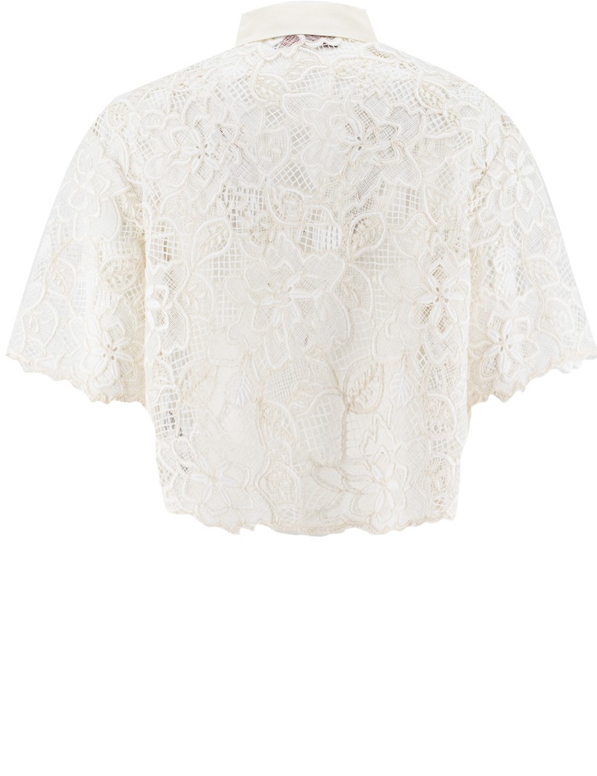 Ermanno Firenze Classic Lace Overlay Shirt With Floral Detailing