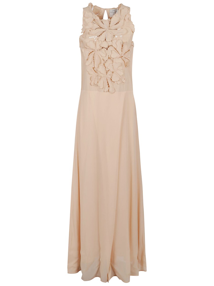 Shop Forte Forte Floral Appliqué Maxi Dress In Neutrals