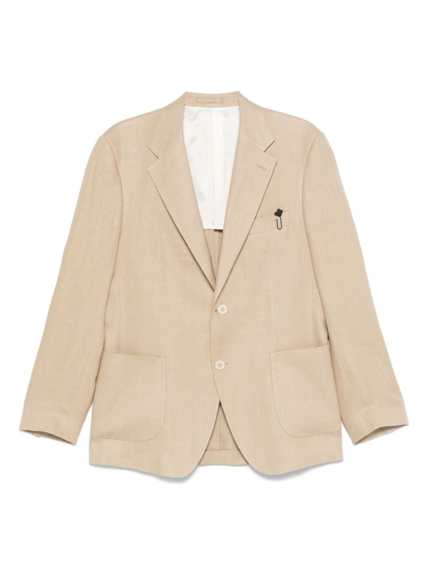 Lardini Beige Classic Jacket With English Vents In Neutral
