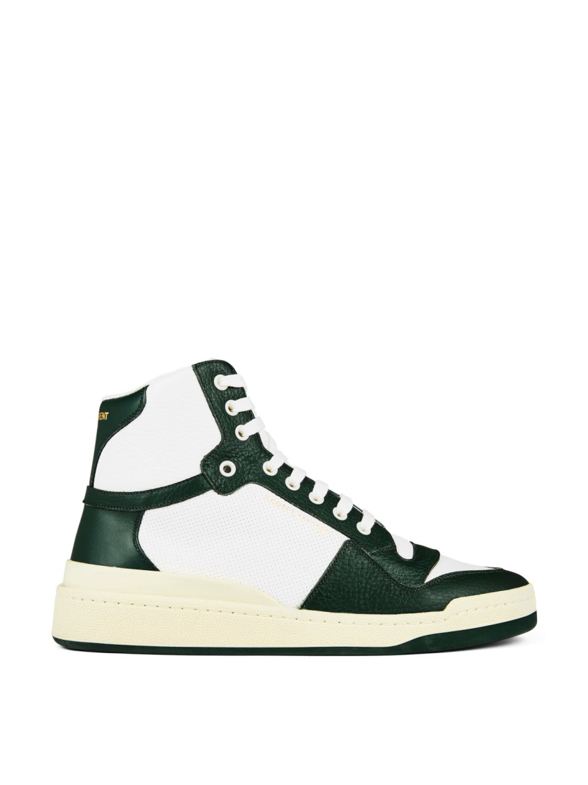 Saint Laurent Sl24 Leather High-top Trainers In White