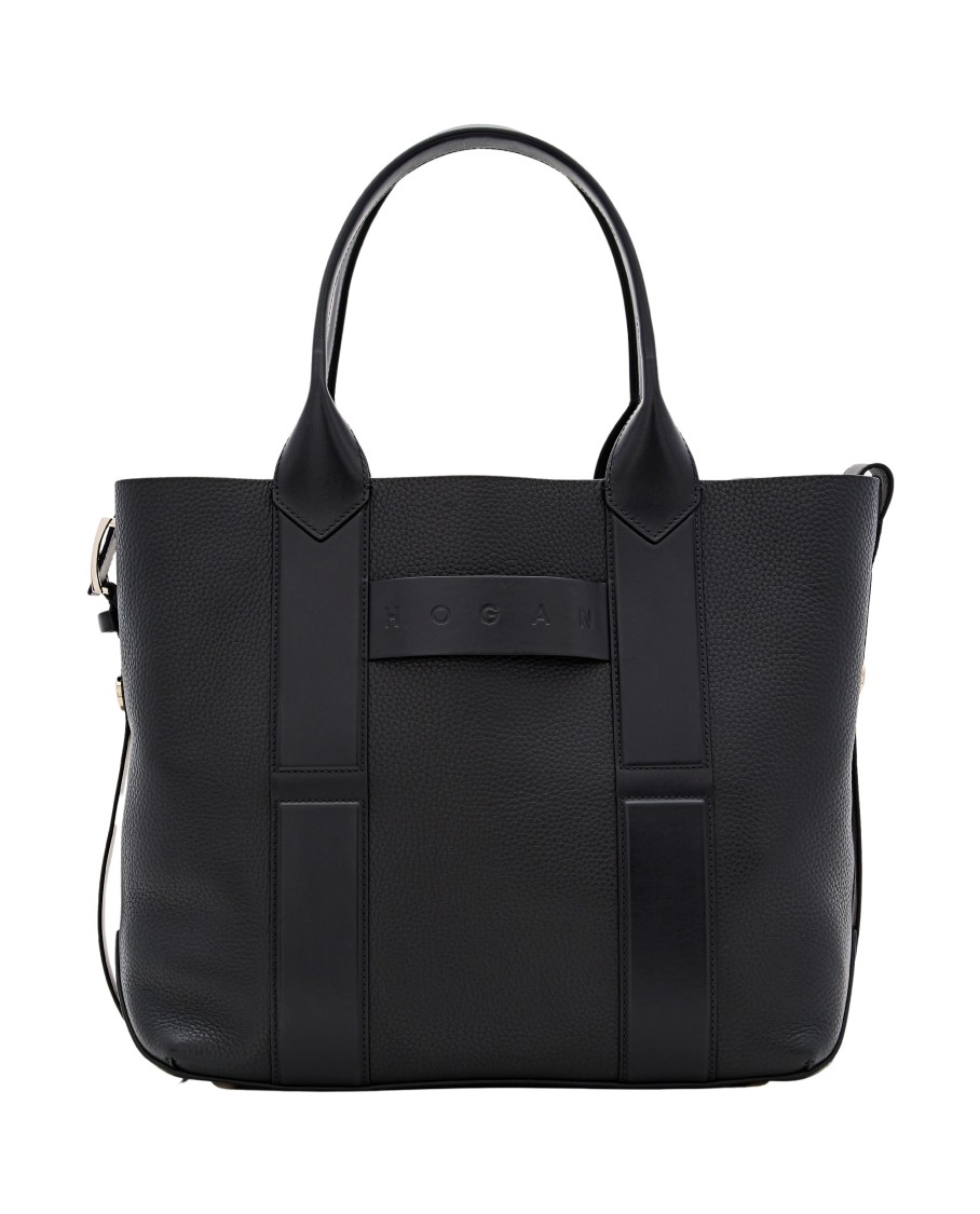 HOGAN HOGAN MEDIUM SCRIPT LEATHER SHOPPING BAG