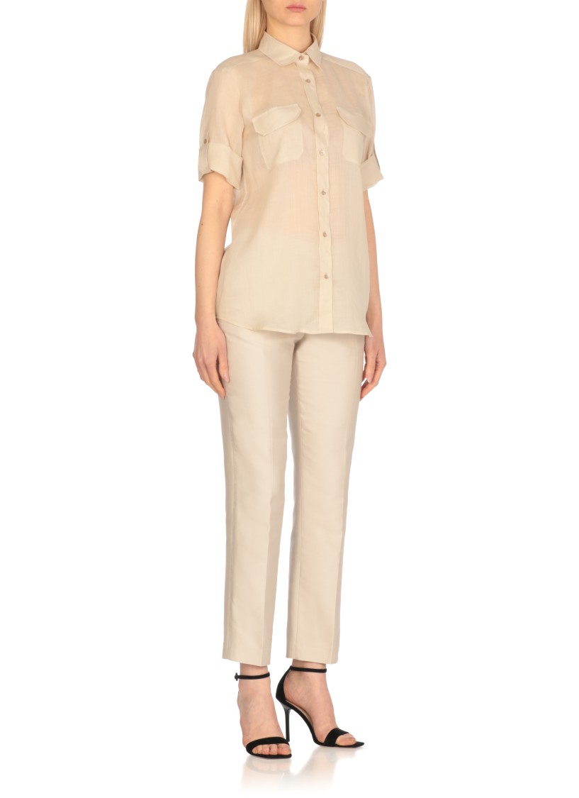 Shop Antonelli Beige Beige Ramie Shirt