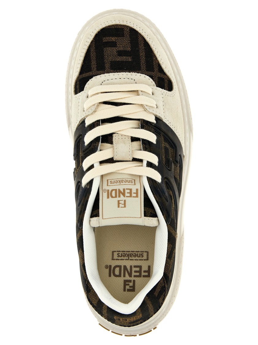 Fendi Canvas And White Suede Platform Low-tops In Multi
