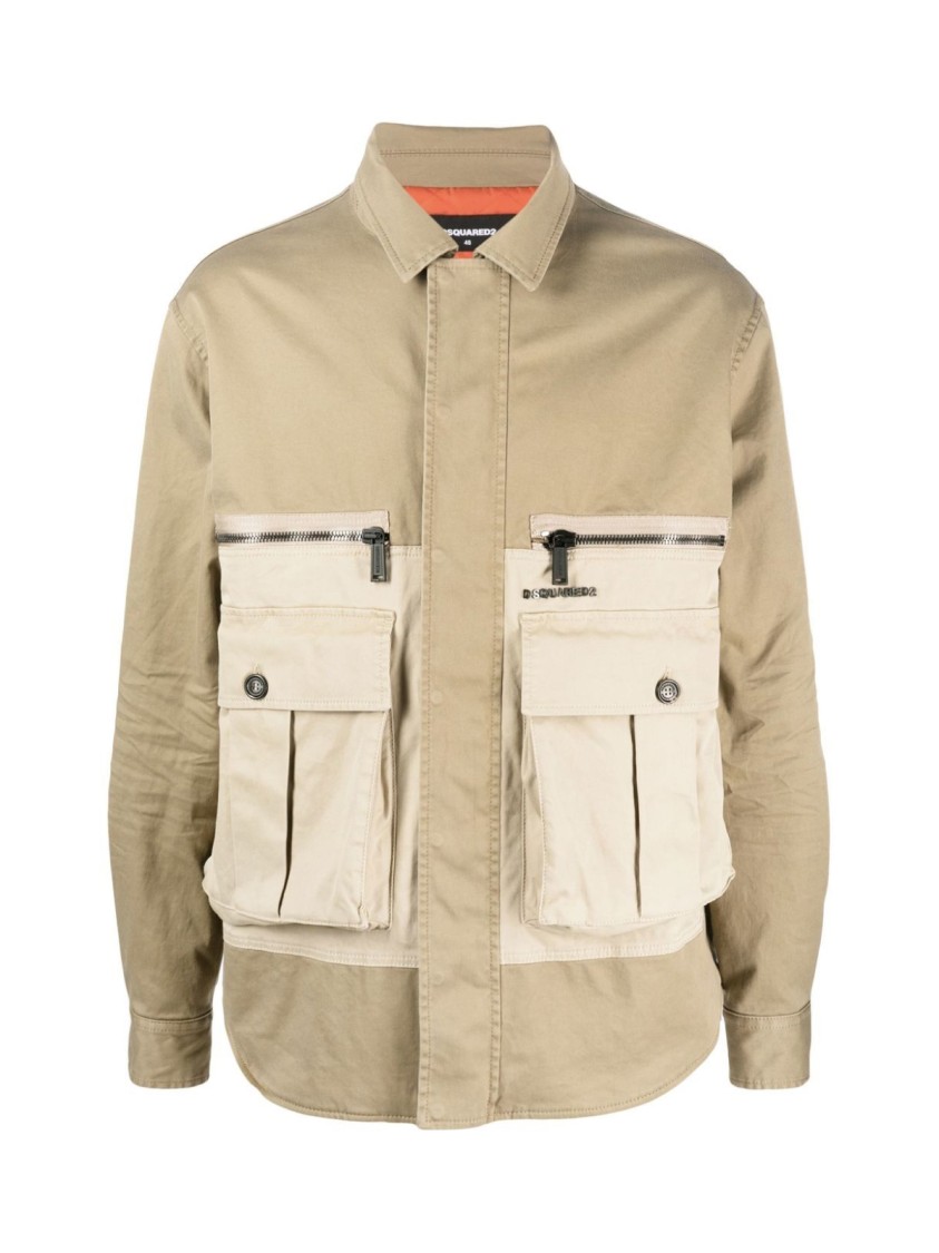 Dsquared2 Flap Pocket Padded Coach Jacket In Neutral