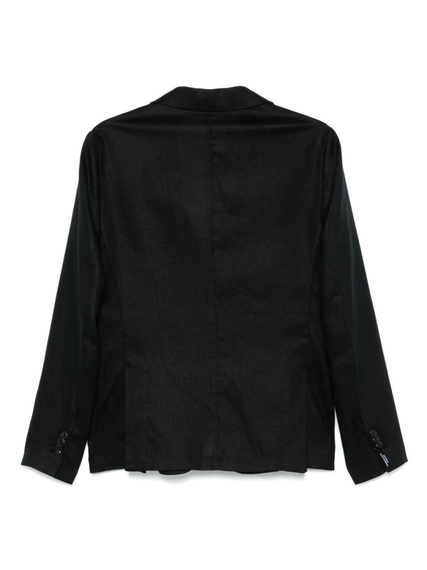 Shop Daniele Alessandrini Tailored Black Linen Jacket With Notched Lapels