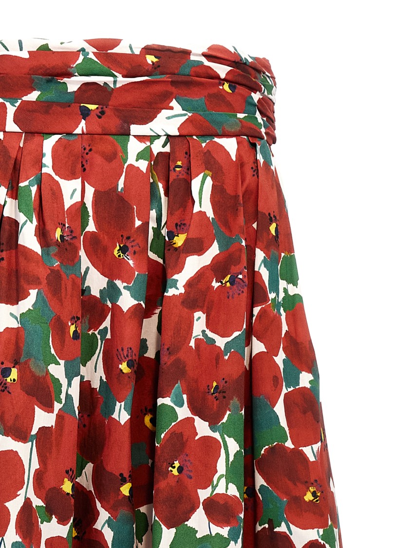 Carolina Herrera Balloon Silhouette High Waist Midi Skirt In Red