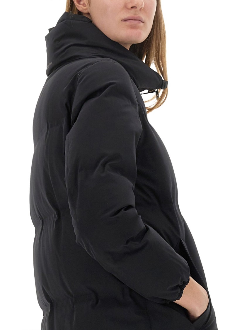 Herno Long Length Quilted Coat With High Collar In Black